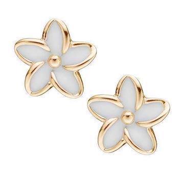 Christina Collect 925 sterling silver Enamel Flowers gold-plated small flowers with white enamel, model 671-G02